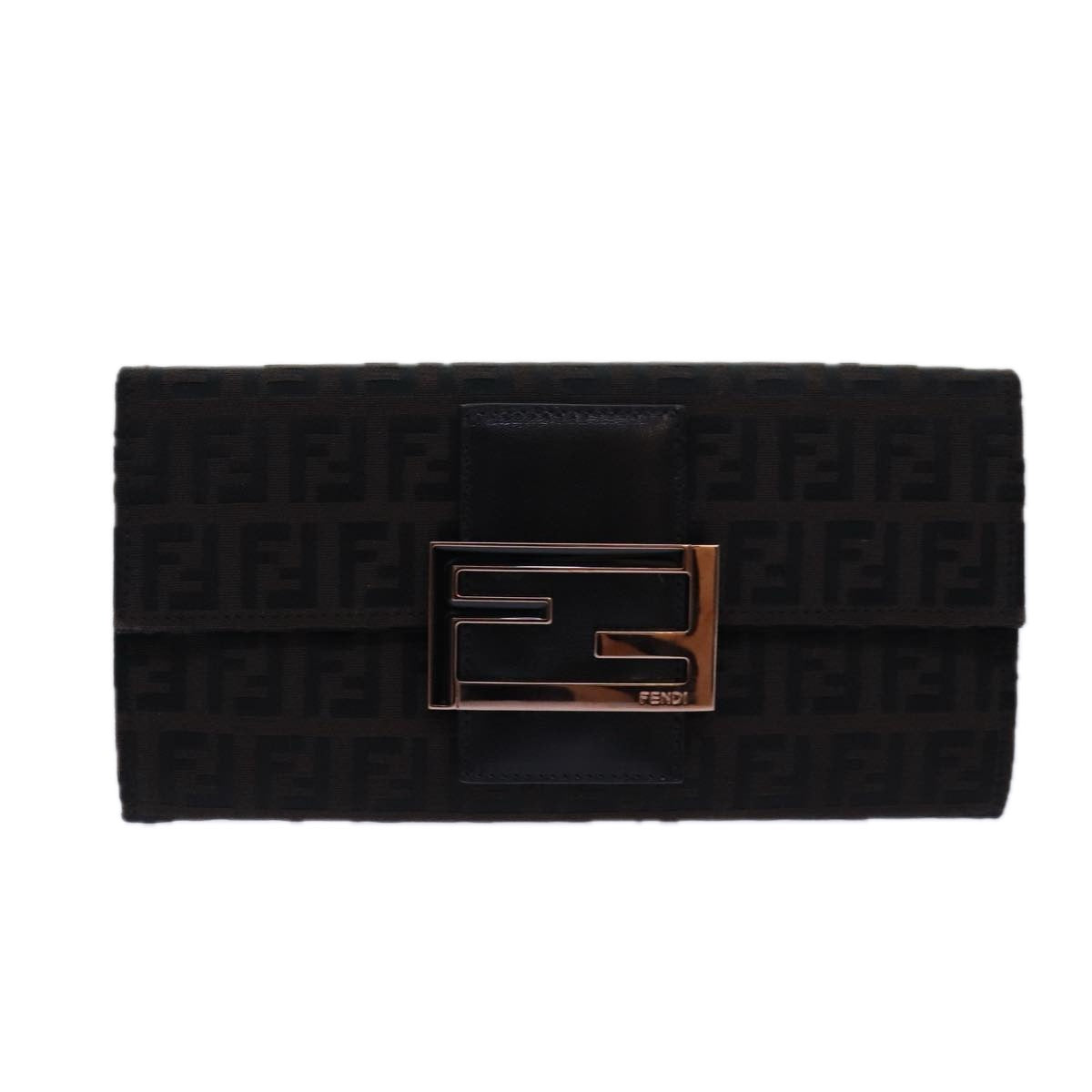 Luxury Fendi Zucchino Canvas Long Wallet Brownam6703