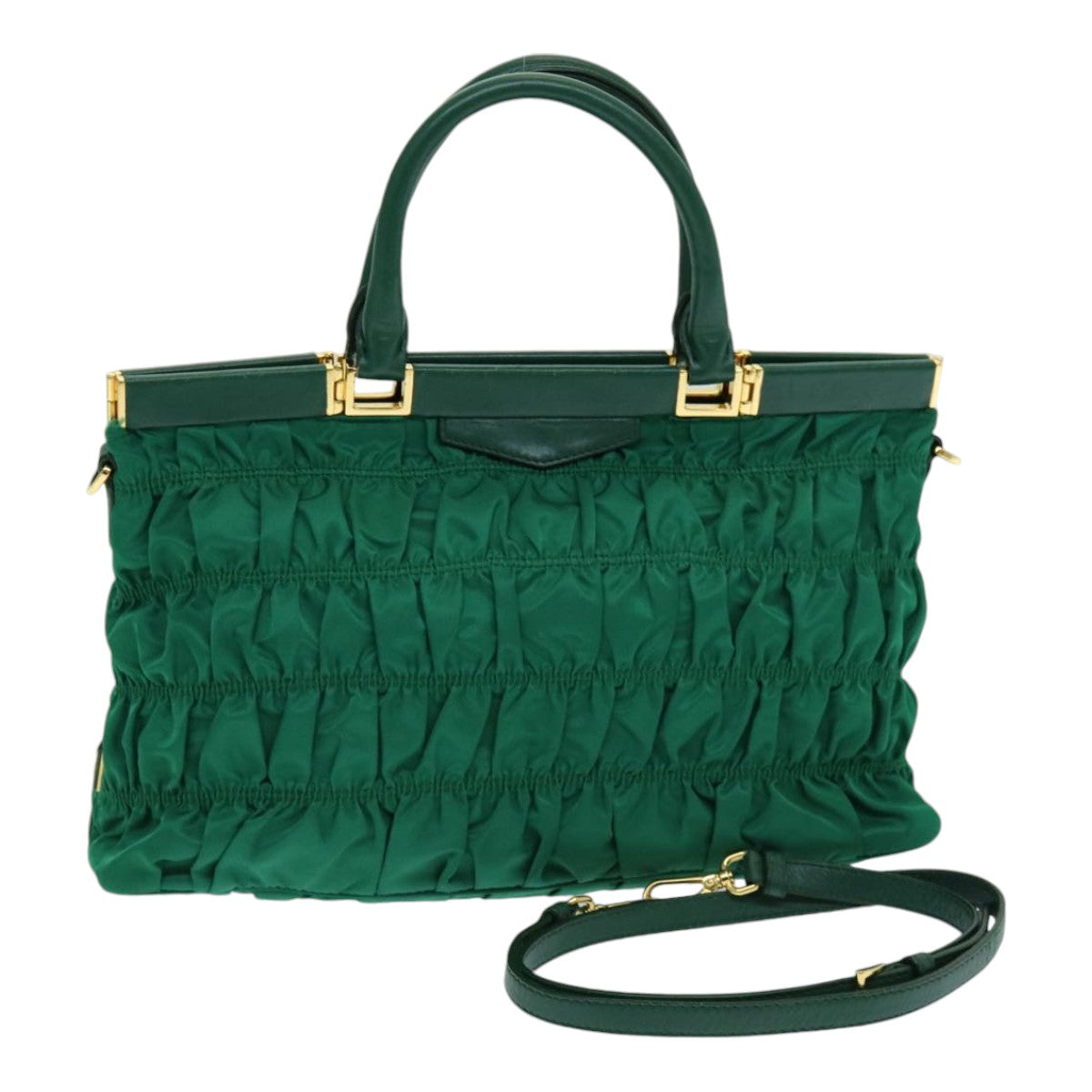 Luxury Prada Hand Bag Leather 2way Green  am6712