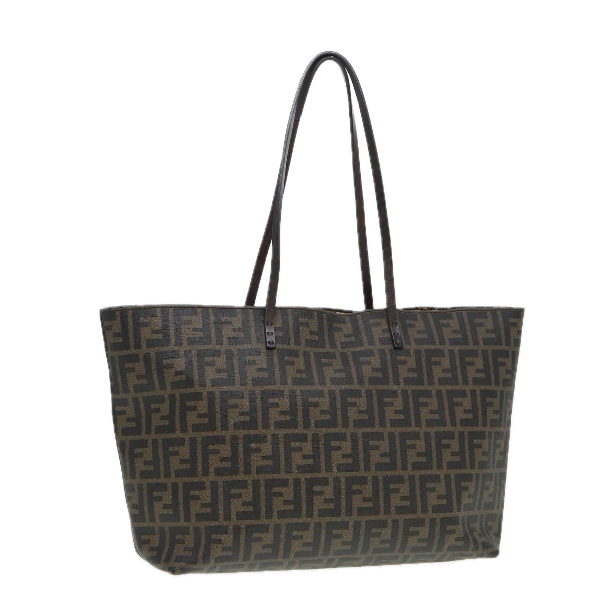 Luxury Fendi Zucca Canvas Tote Bag Brown Black goldam6727