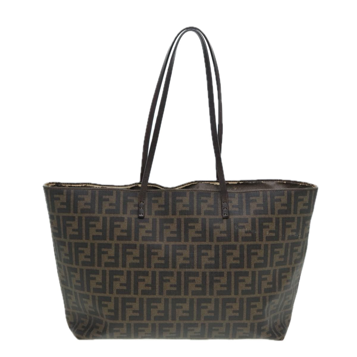 Luxury Fendi Zucca Canvas Tote Bag Brown Black goldam6727