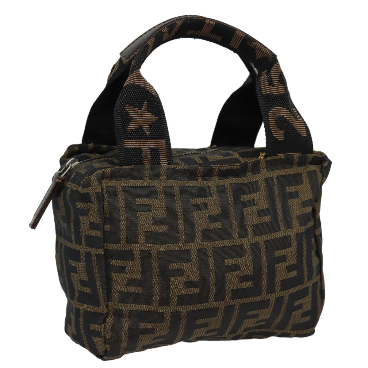 Luxury Fendi Zucca Canvas Hand Bag Brown Black Silveram6735