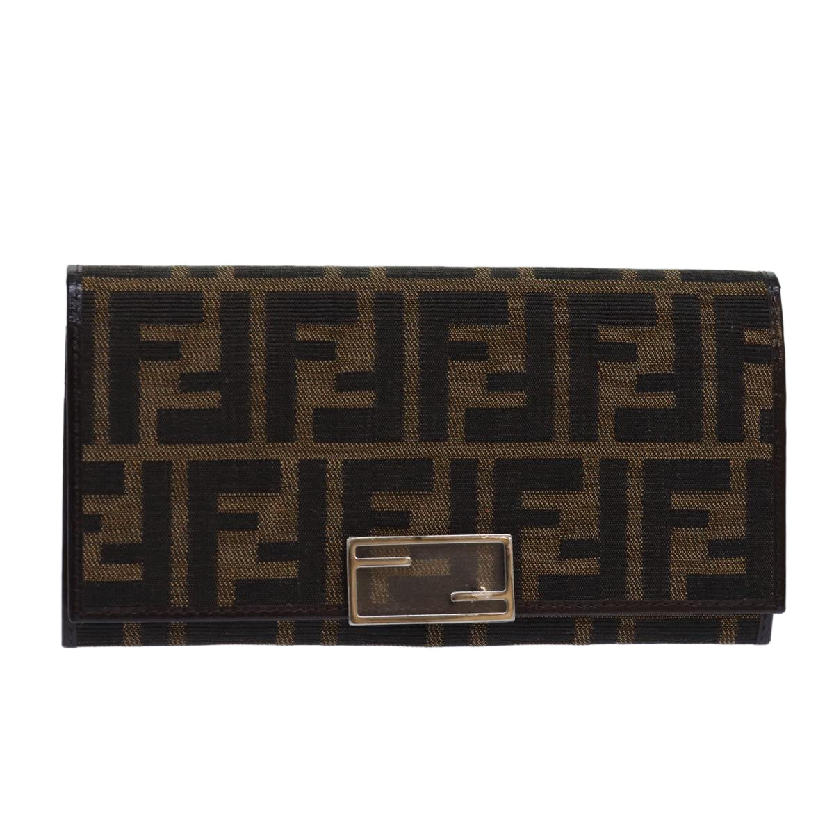 Luxury Fendi Zucca Canvas Long Wallet Black Brown Silveram6788