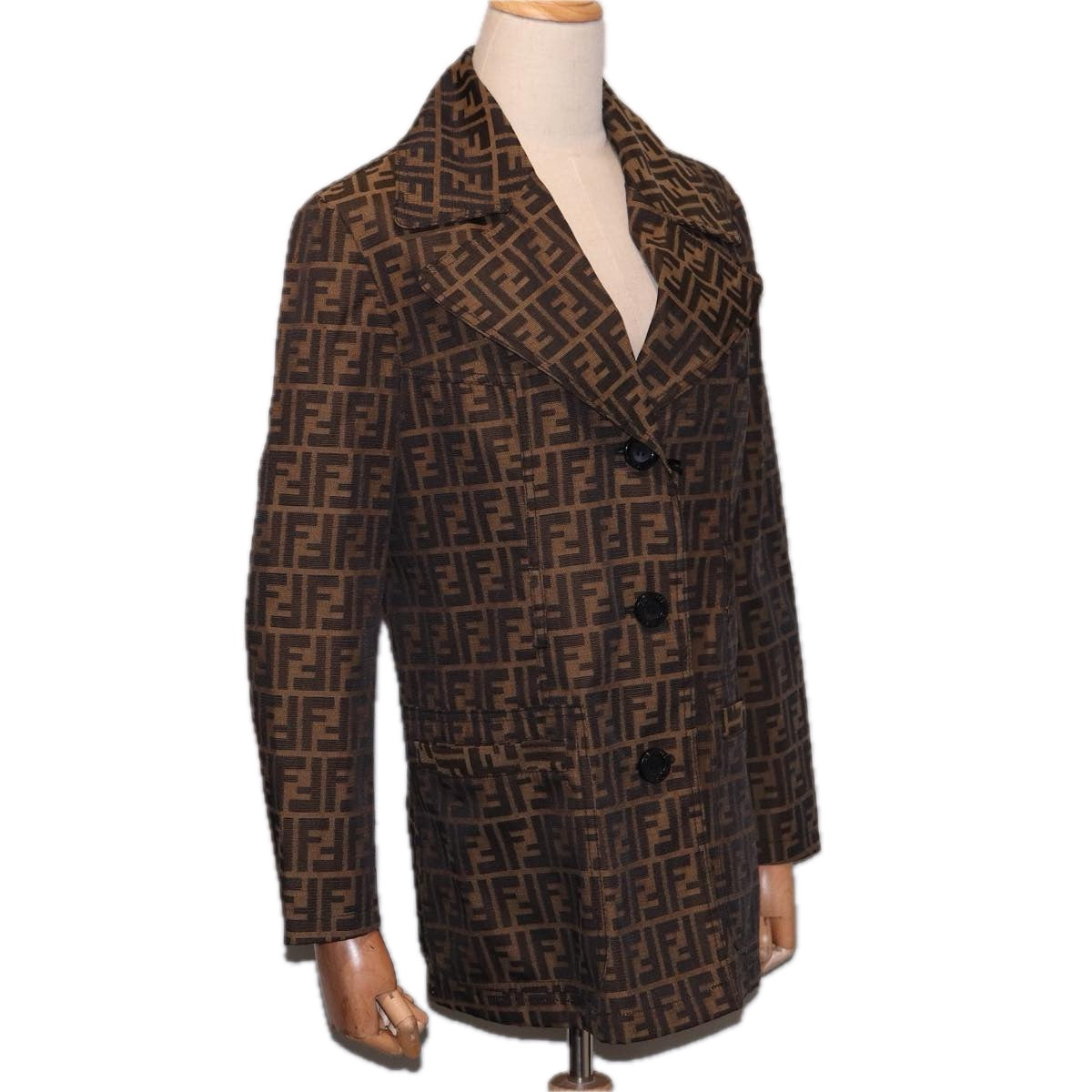 Luxury Fendi Jacket Zucca Canvas Jacket 38 Brown Blackam6809