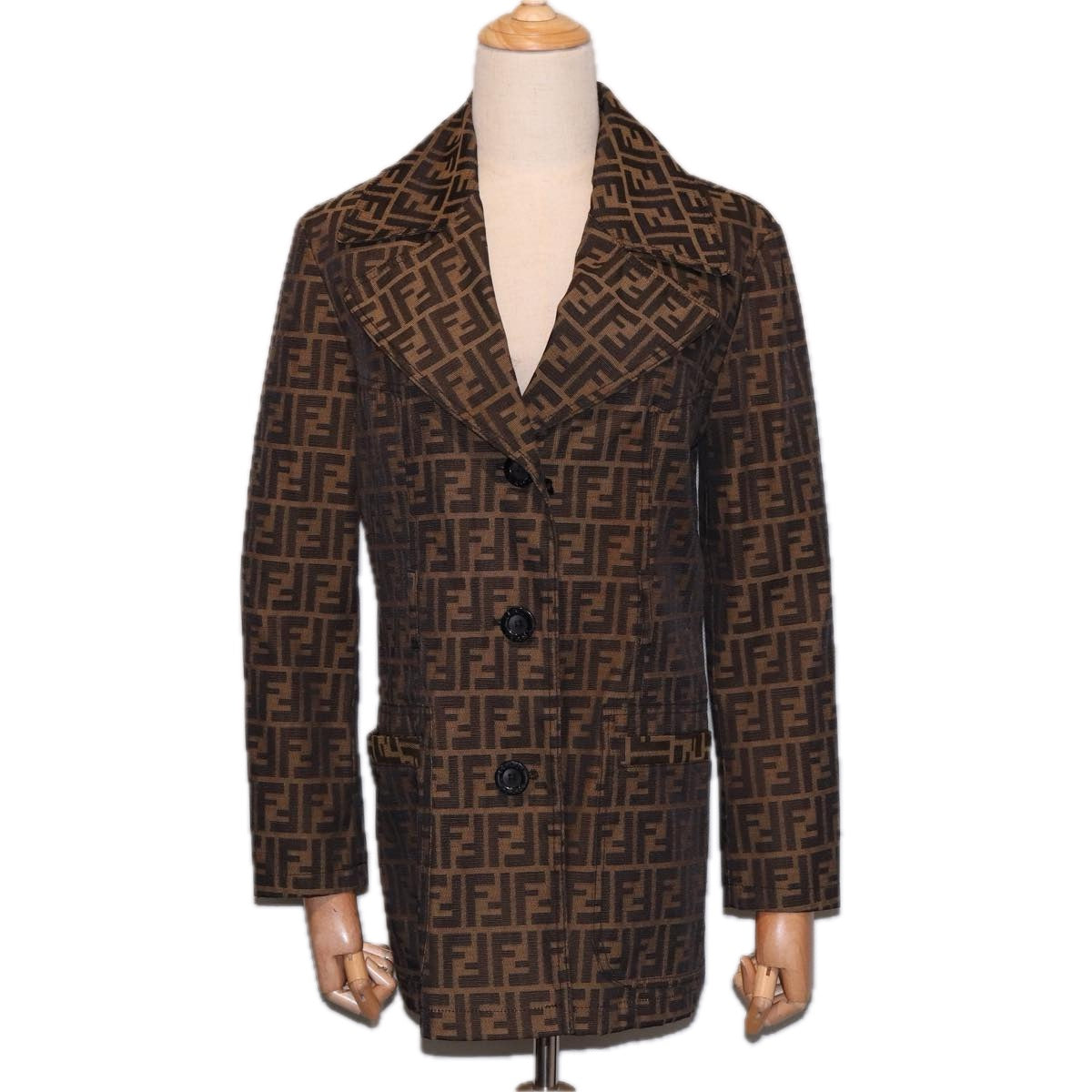 Luxury Fendi Jacket Zucca Canvas Jacket 38 Brown Blackam6809