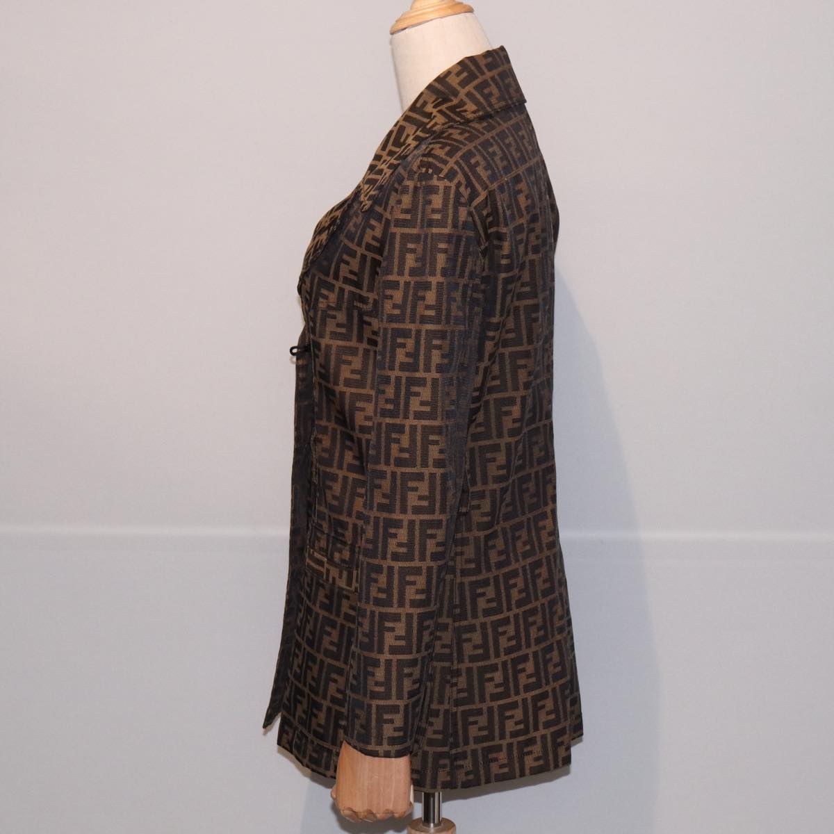 Luxury Fendi Jacket Zucca Canvas Jacket 38 Brown Blackam6809