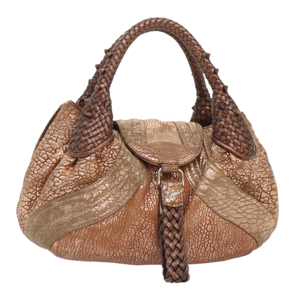 Luxury Fendi spy Hand Bag Leather Gold Toneam6841
