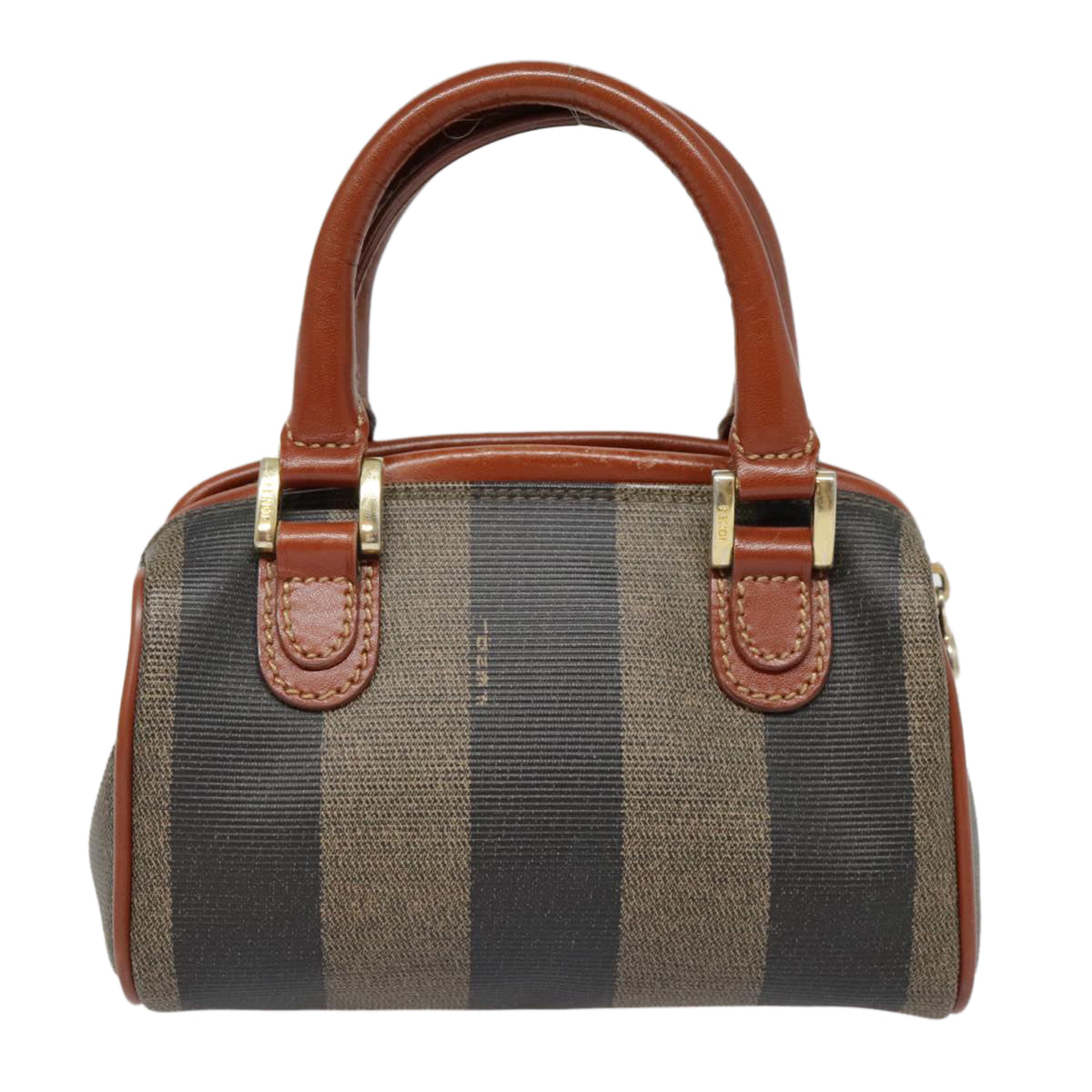 Luxury Fendi Pecan Canvas Hand Bag Coated Canvas 2way Brown Khakiam6873
