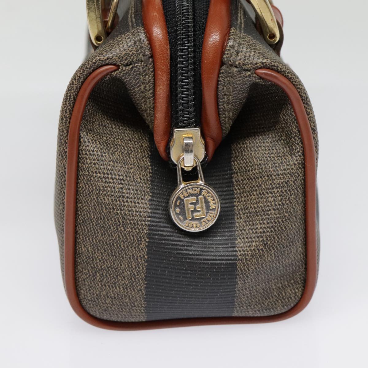 Luxury Fendi Pecan Canvas Hand Bag Coated Canvas 2way Brown Khakiam6873