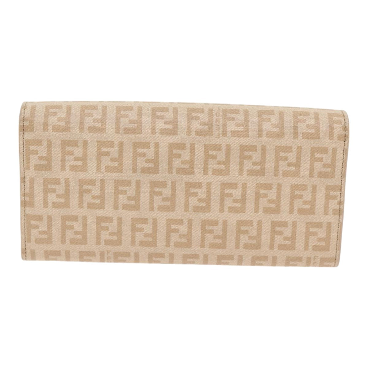 Luxury Fendi Zucchino Canvas Wallet Beige Goldam6889