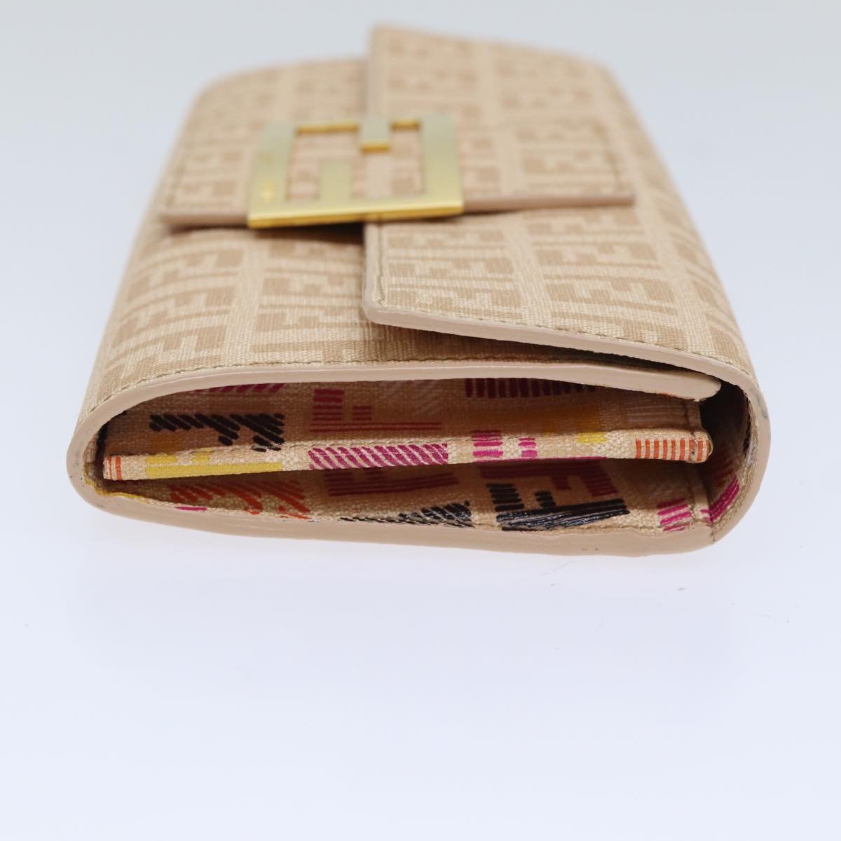 Luxury Fendi Zucchino Canvas Wallet Beige Goldam6889