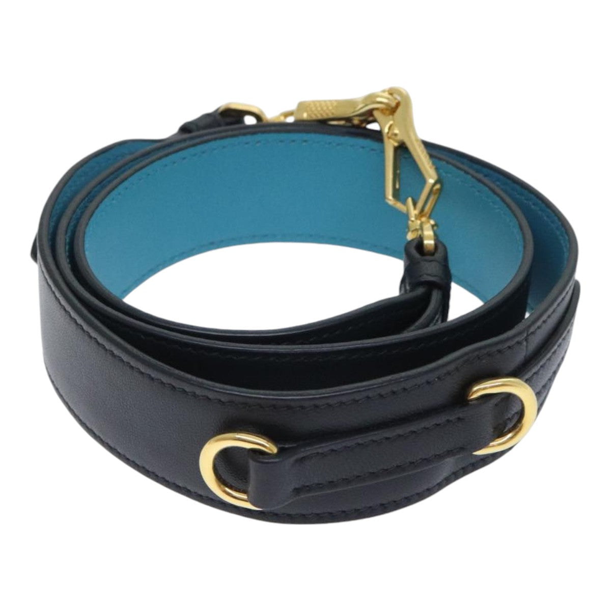 Luxury Prada Shoulder Strap Leather 37.4"" Black Gold  am6897