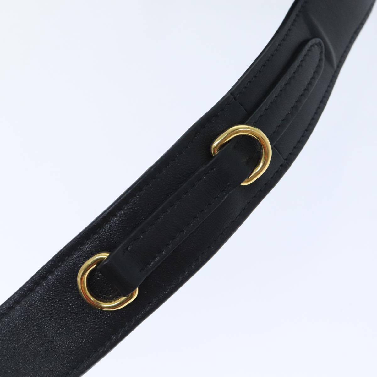 Luxury Prada Shoulder Strap Leather 37.4"" Black Gold  am6897