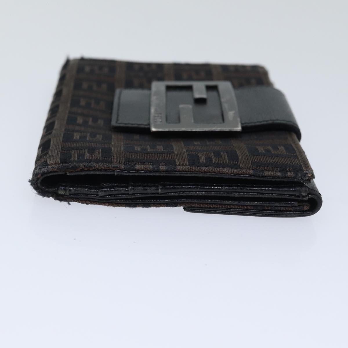Luxury Fendi Zucchino Canvas Wallet Brown Silveram6905