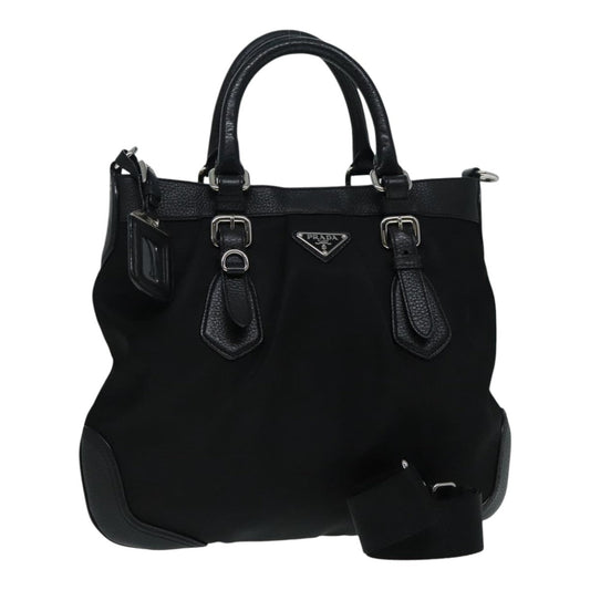 Luxury Prada Hand Bag Nylon 2way Black Silver  am6907