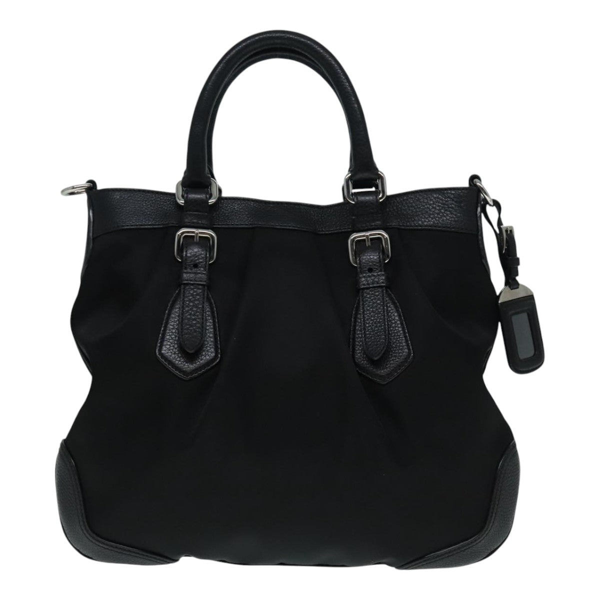 Luxury Prada Hand Bag Nylon 2way Black Silver  am6907