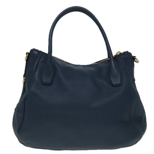 Luxury Prada Hand Bag Leather 2way Blue Gold  am6927
