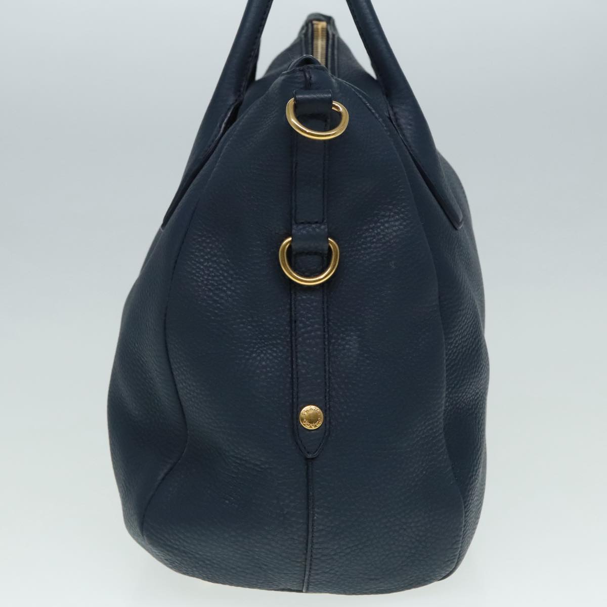 Luxury Prada Hand Bag Leather 2way Blue Gold  am6927