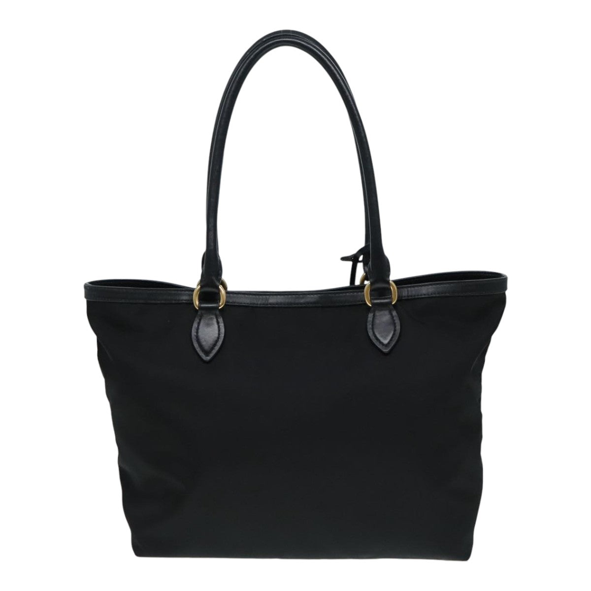 Luxury Prada Tote Bag Nylon Leather Black Gold  am6976