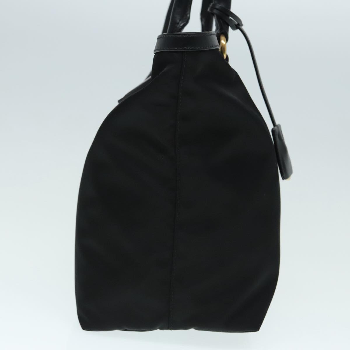 Luxury Prada Tote Bag Nylon Leather Black Gold  am6976
