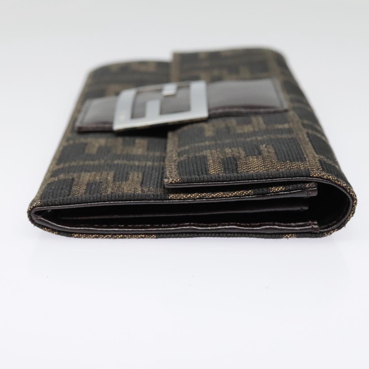 Luxury Fendi Zucca Canvas Long Wallet Black Brown Silveram6992
