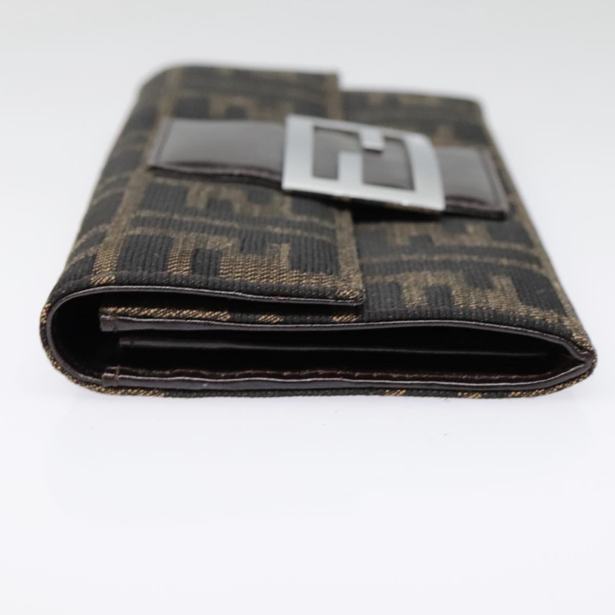 Luxury Fendi Zucca Canvas Long Wallet Black Brown Silveram6992