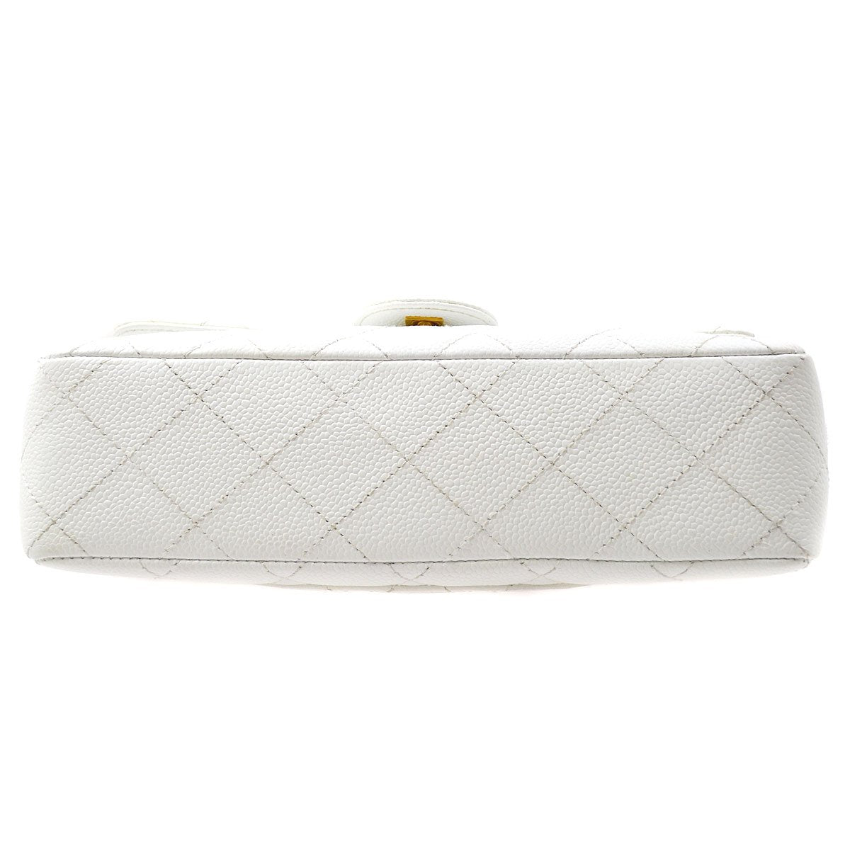 CHANEL 1997-1999 Wood Chain Classic Flap Medium White Caviar ao28840