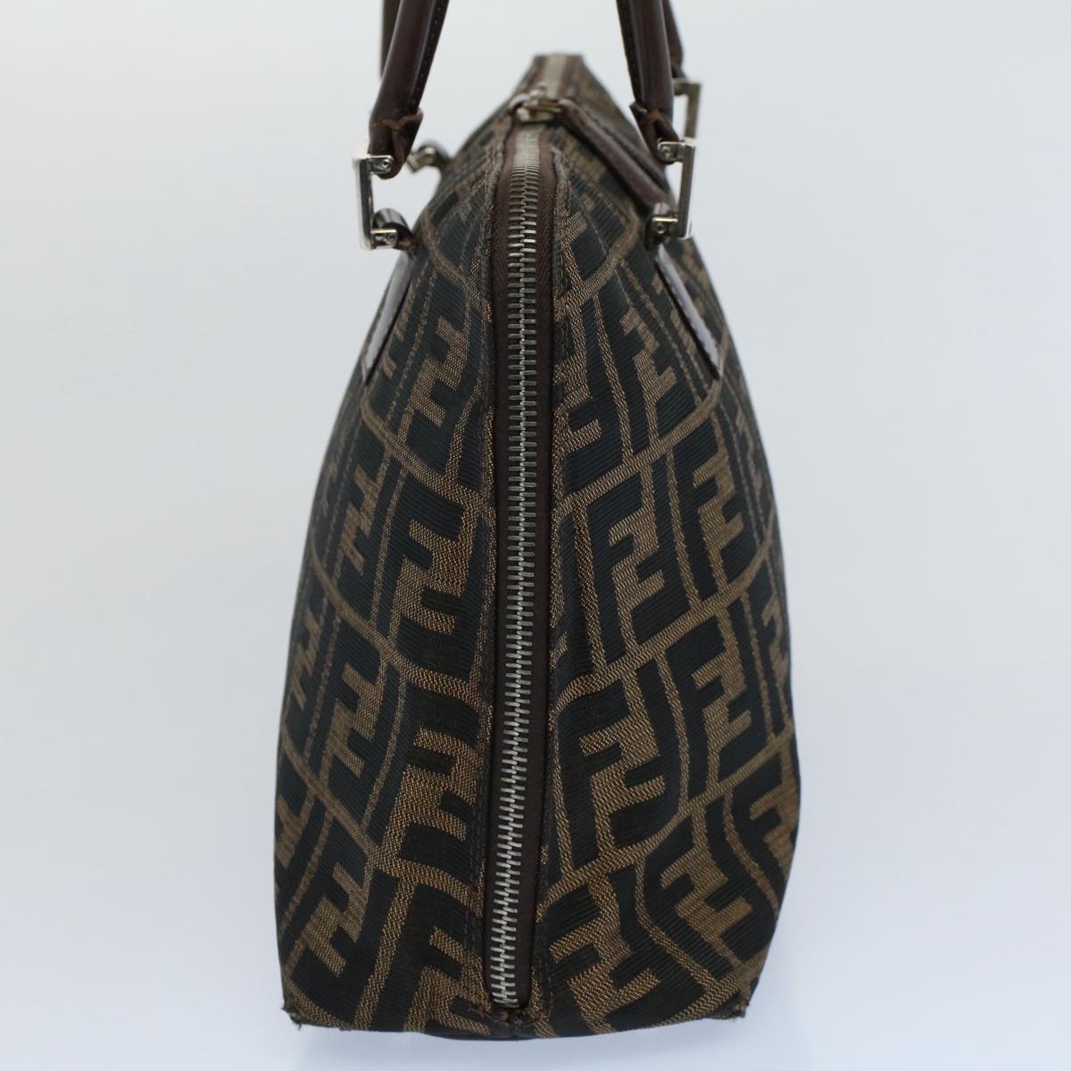 Luxury FendiZucca Canvas Shoulder Bag Black Brownar10174