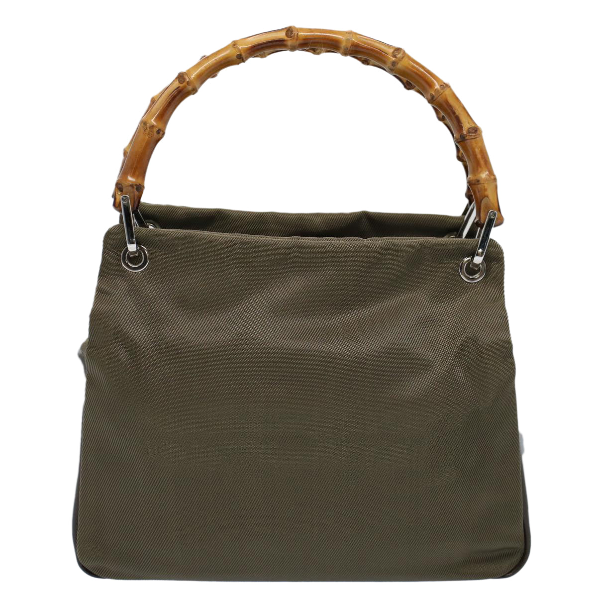 Luxury Gucci Bamboo Hand Bag Nylon Canvas Khaki 000 1014 0575 5  ar10278