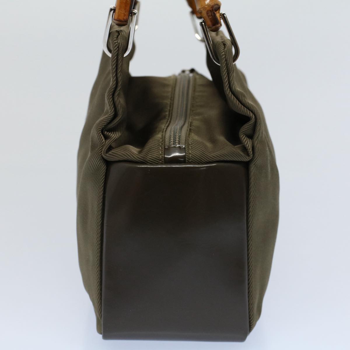 Luxury Gucci Bamboo Hand Bag Nylon Canvas Khaki 000 1014 0575 5  ar10278