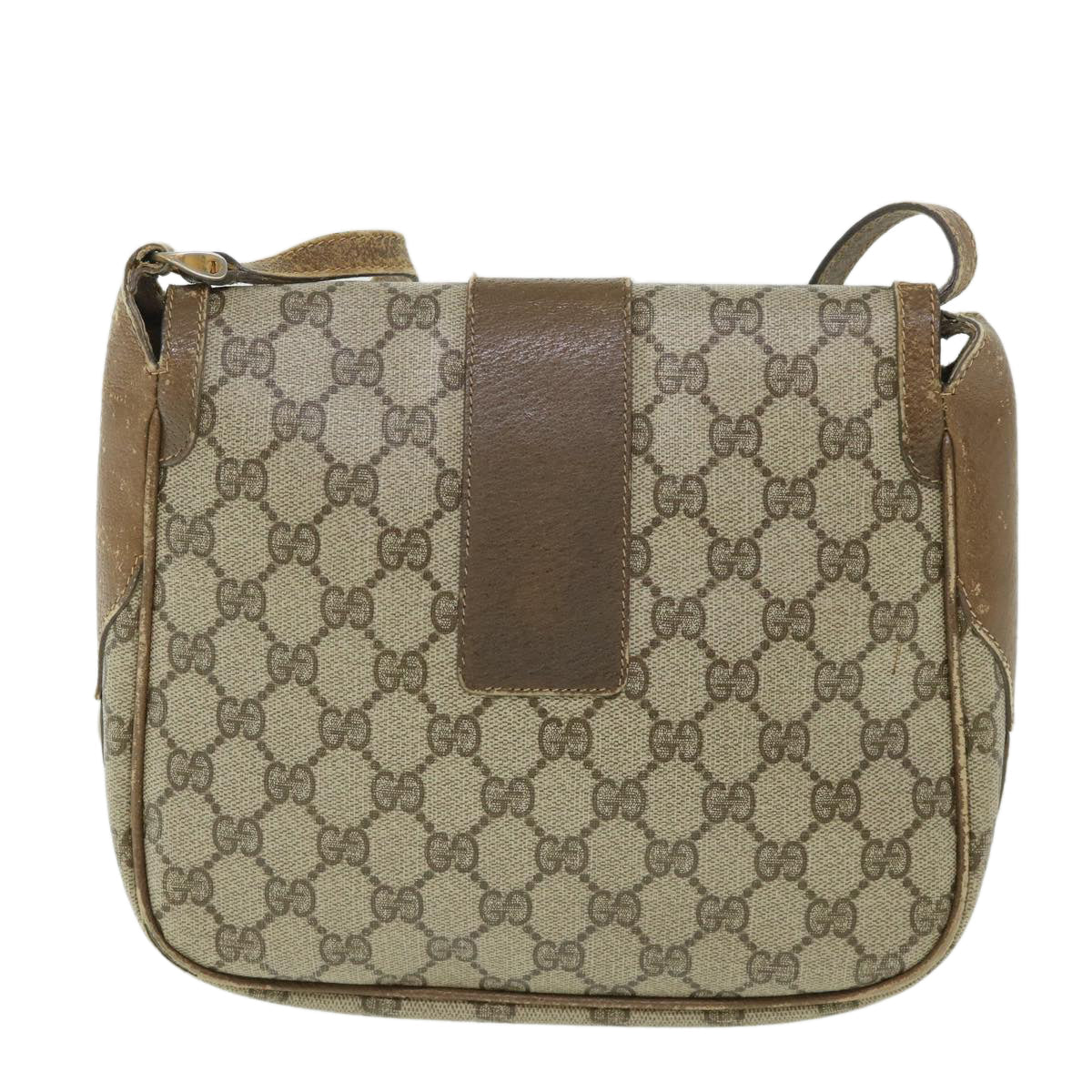 Luxury Gucci GG Canvas Shoulder Bag PVC Leather Beige  ar10280