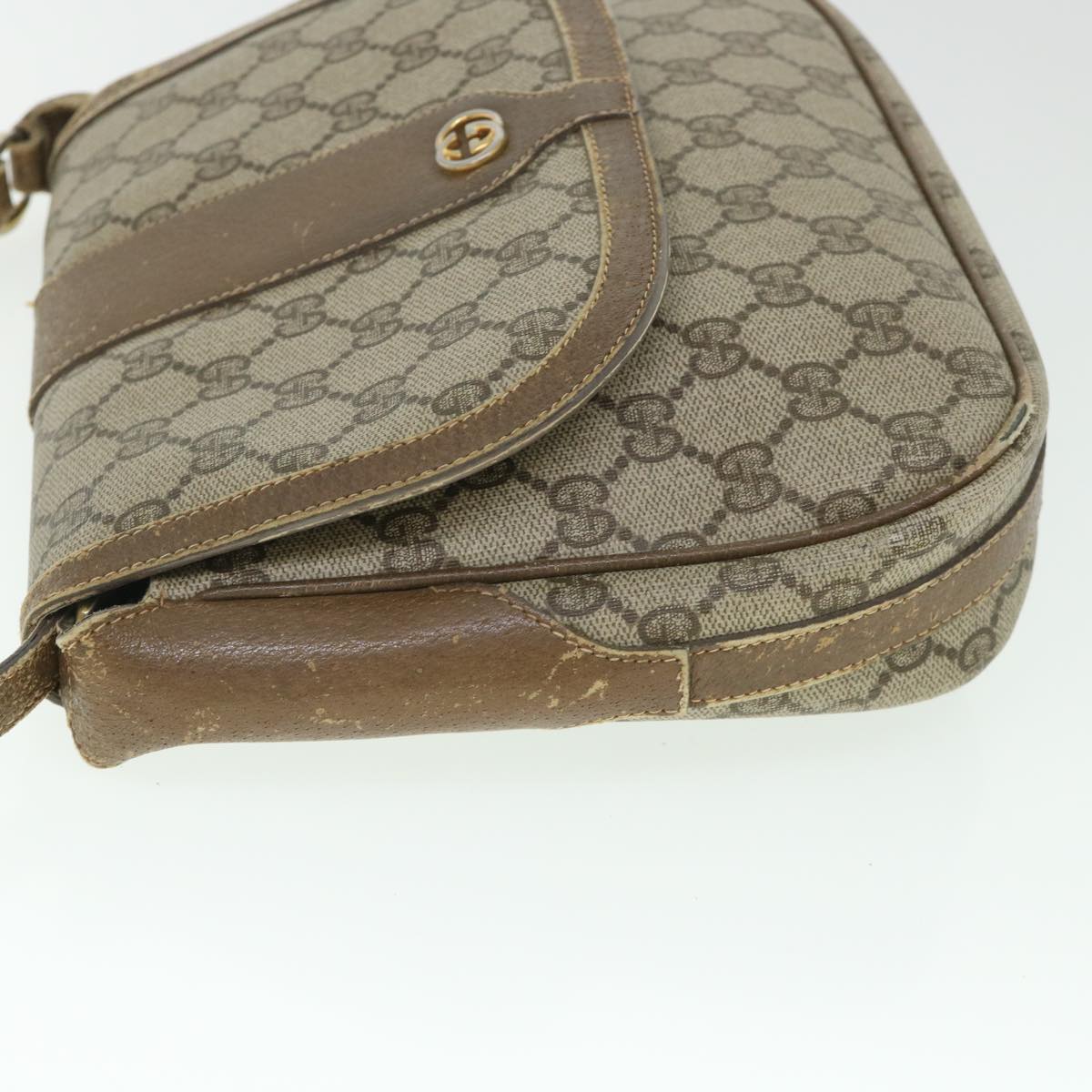 Luxury Gucci GG Canvas Shoulder Bag PVC Leather Beige  ar10280