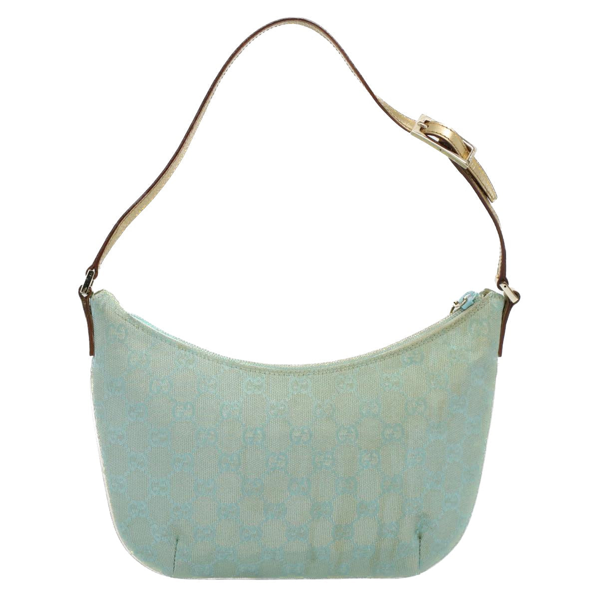 Luxury Gucci GG Canvas Shoulder Bag Light Blue Gold  ar10312