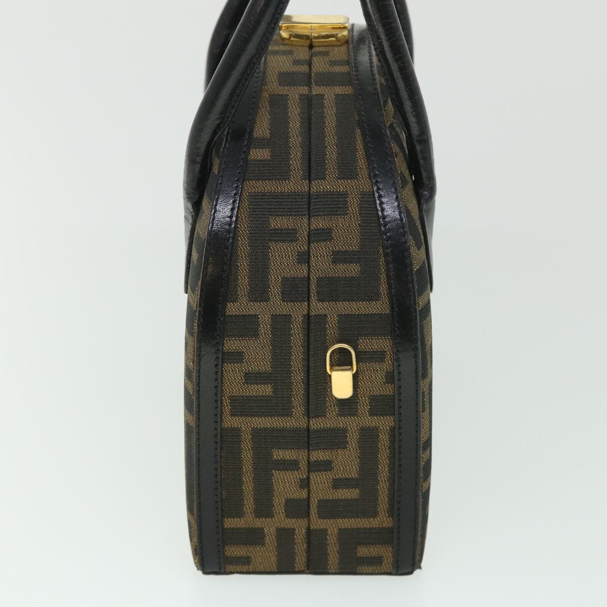 Luxury FendiZucca Canvas Hand Bag 2way Black Brownar10368B