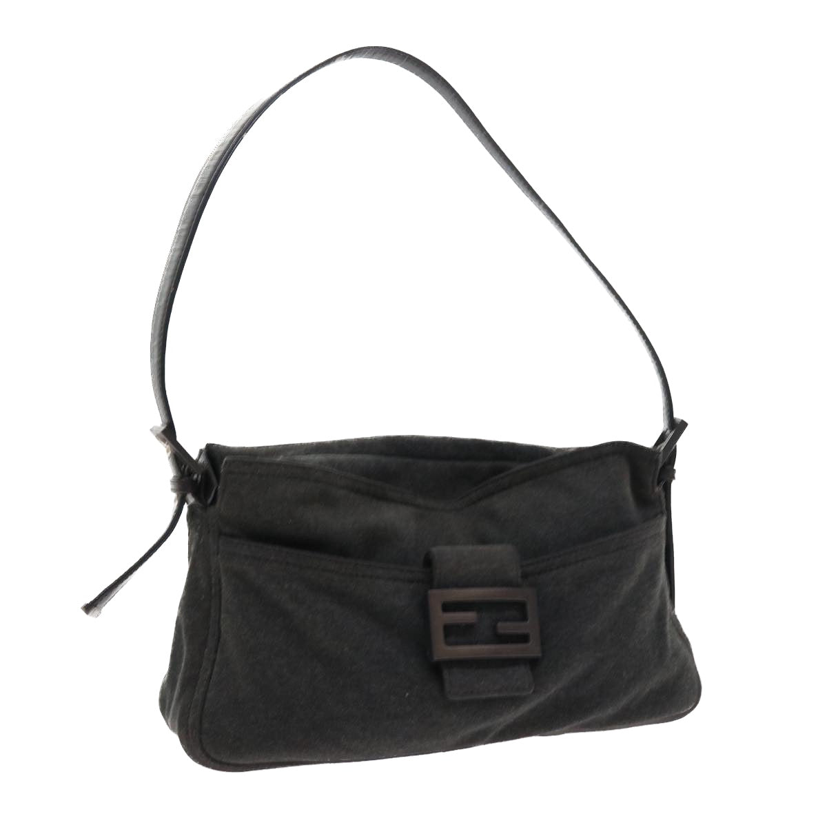 Luxury FendiMamma Baguette Shoulder Bag Canvas Grayar10408