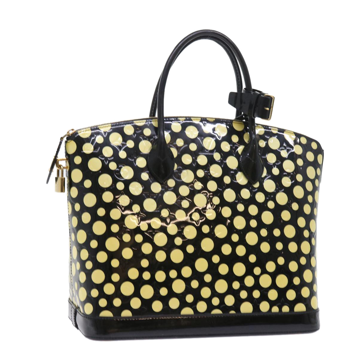 LOUIS VUITTON Vernis Yayoi Kusama Dot Lockit MM Bag Noir M91399 LV ar10576B
