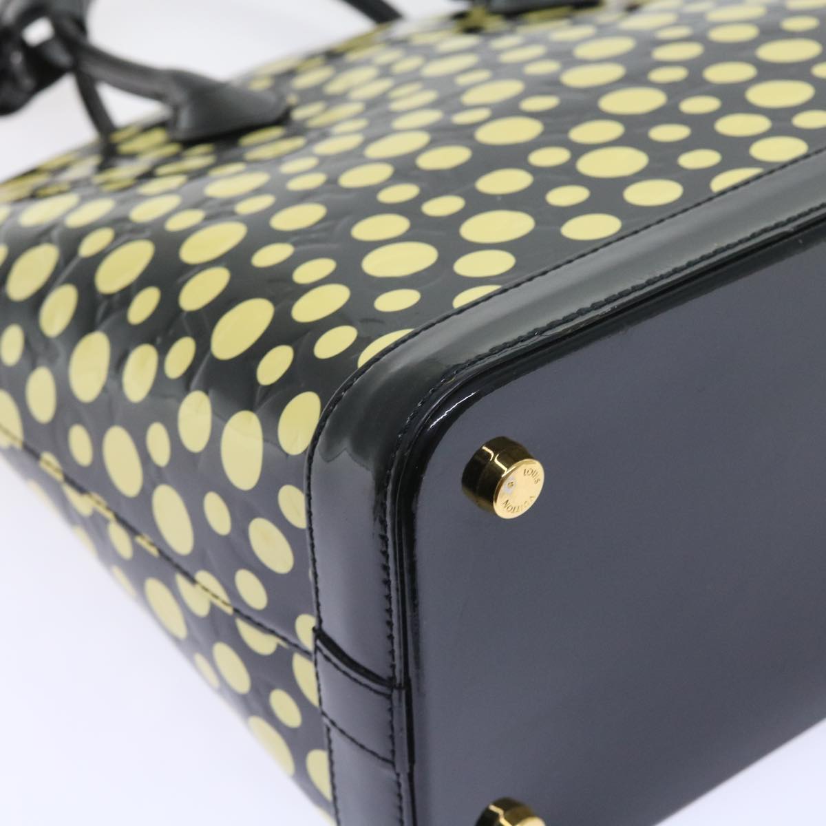 LOUIS VUITTON Vernis Yayoi Kusama Dot Lockit MM Bag Noir M91399 LV ar10576B