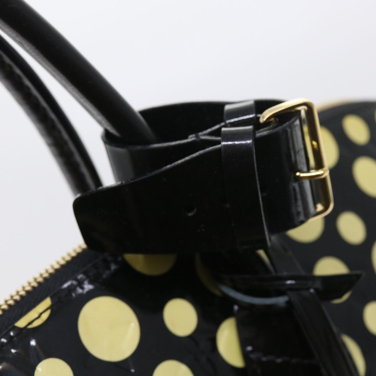 LOUIS VUITTON Vernis Yayoi Kusama Dot Lockit MM Bag Noir M91399 LV ar10576B