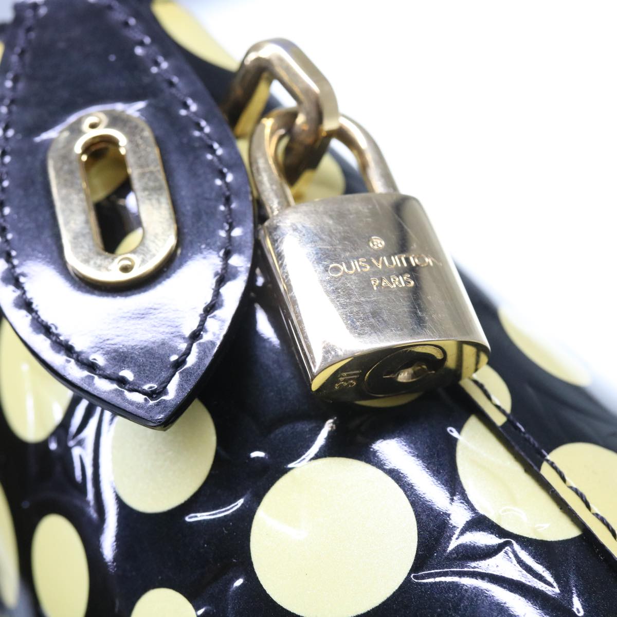 LOUIS VUITTON Vernis Yayoi Kusama Dot Lockit MM Bag Noir M91399 LV ar10576B