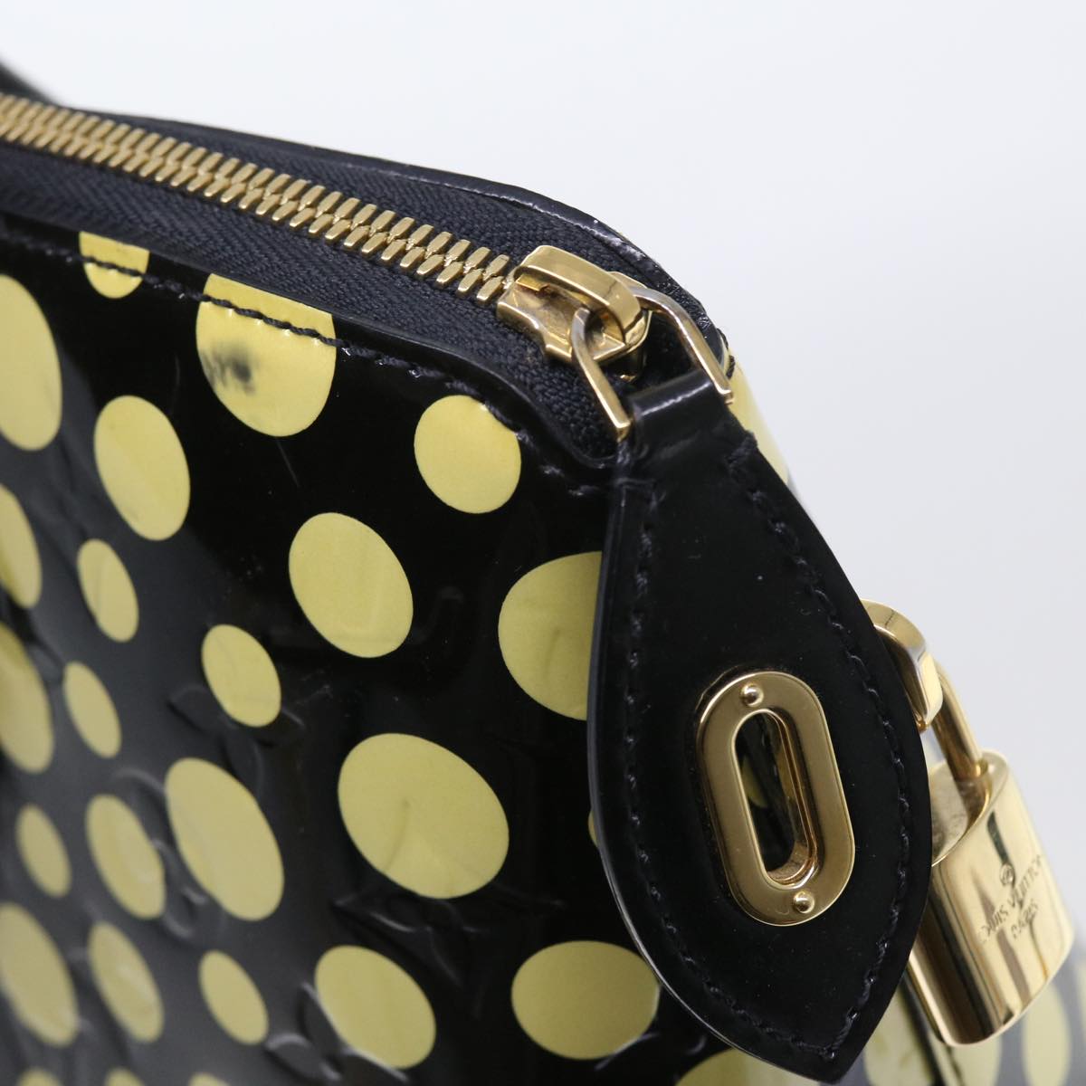 LOUIS VUITTON Vernis Yayoi Kusama Dot Lockit MM Bag Noir M91399 LV ar10576B