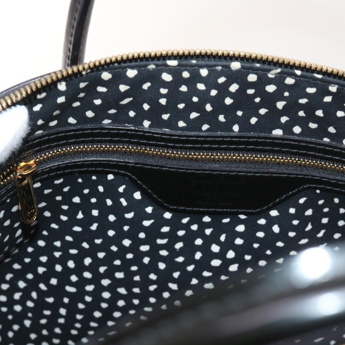 LOUIS VUITTON Vernis Yayoi Kusama Dot Lockit MM Bag Noir M91399 LV ar10576B