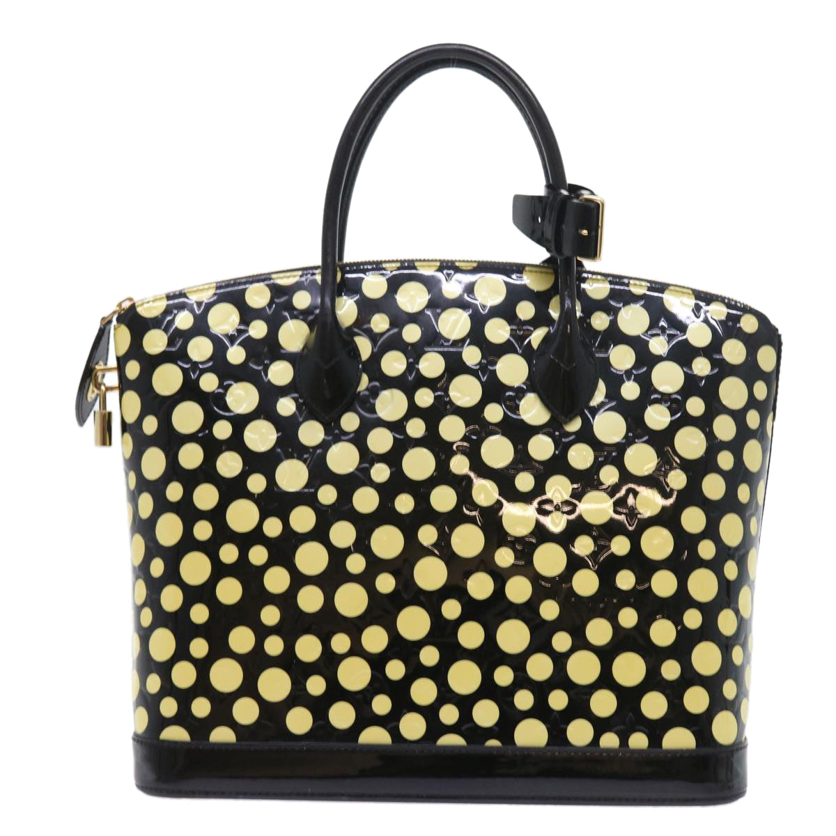 LOUIS VUITTON Vernis Yayoi Kusama Dot Lockit MM Bag Noir M91399 LV ar10576B