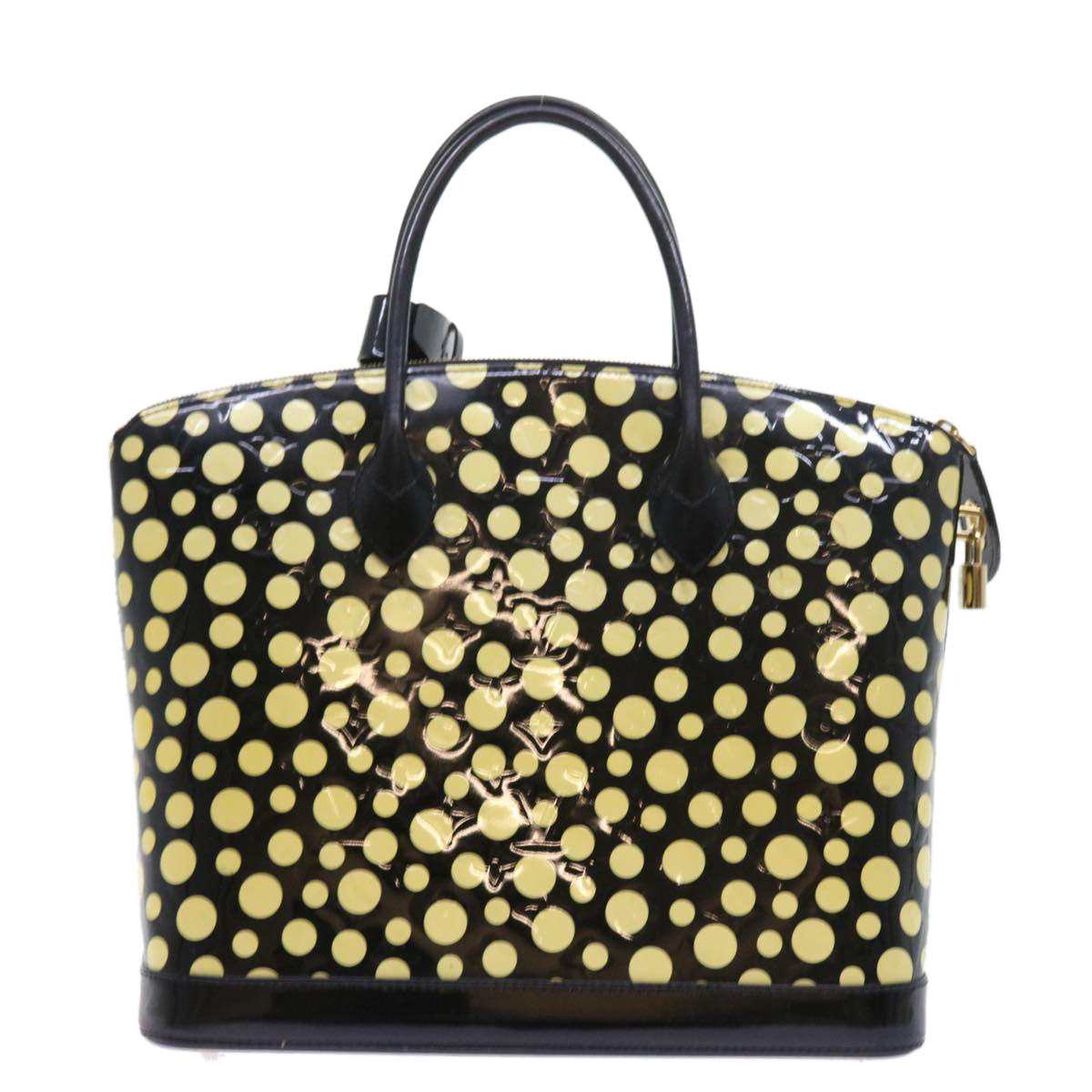 LOUIS VUITTON Vernis Yayoi Kusama Dot Lockit MM Bag Noir M91399 LV ar10576B