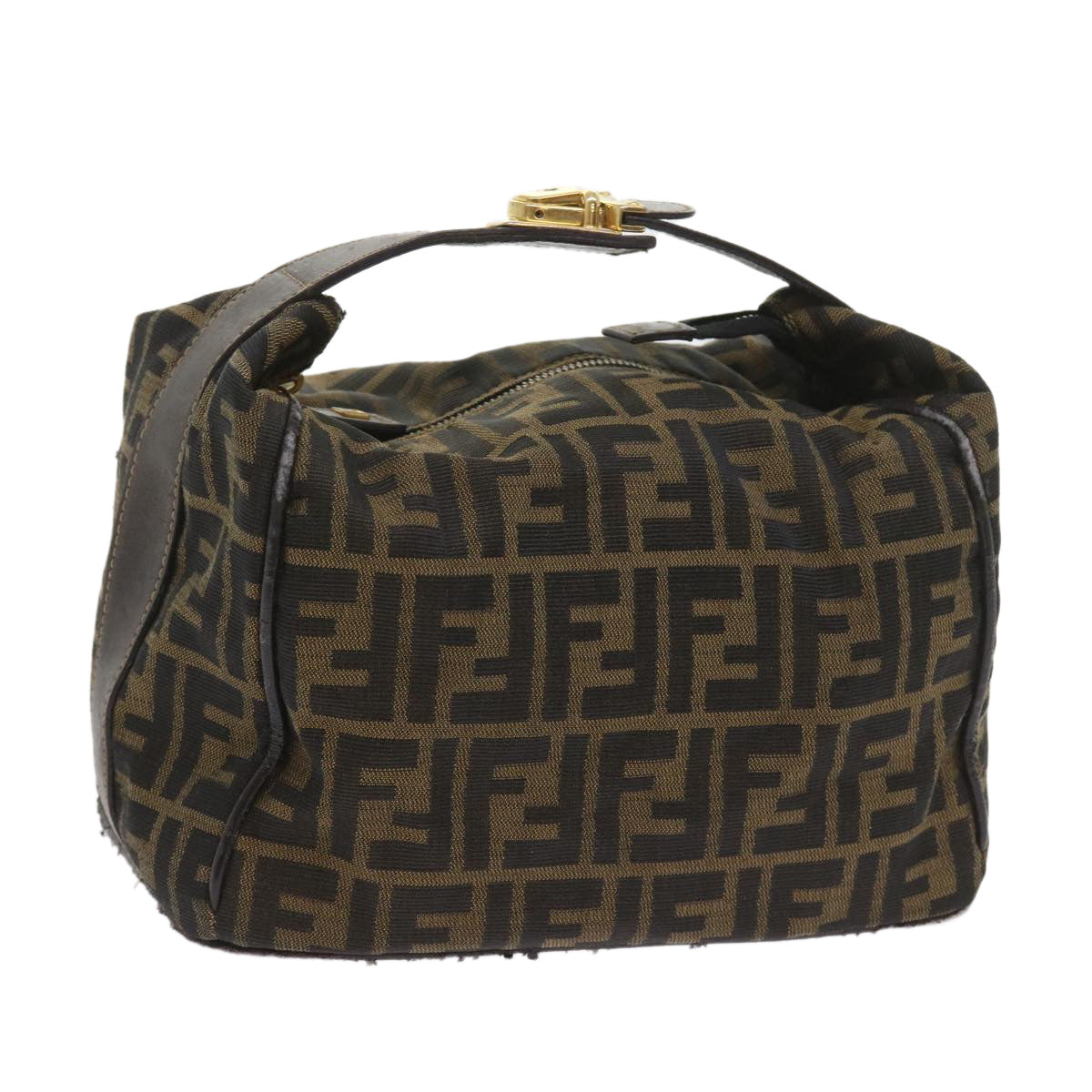 Luxury FendiZucca Canvas Hand Bag Black Brown 2111 26348 088ar10671