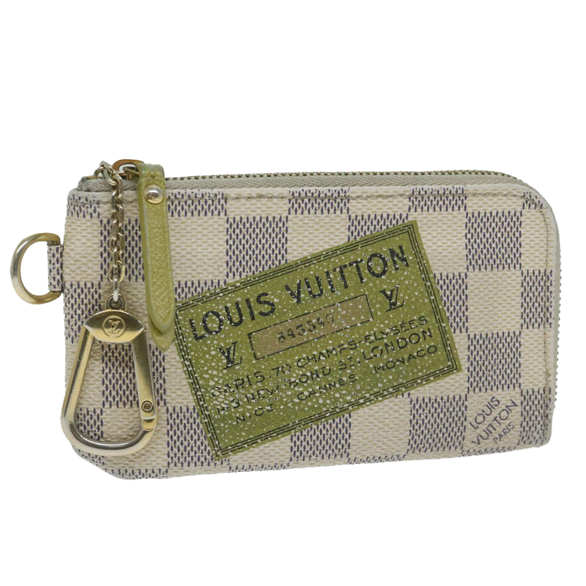 LOUIS VUITTON Damier Azur Pochette Cles Compris Coin Purse N63085 ar11040
