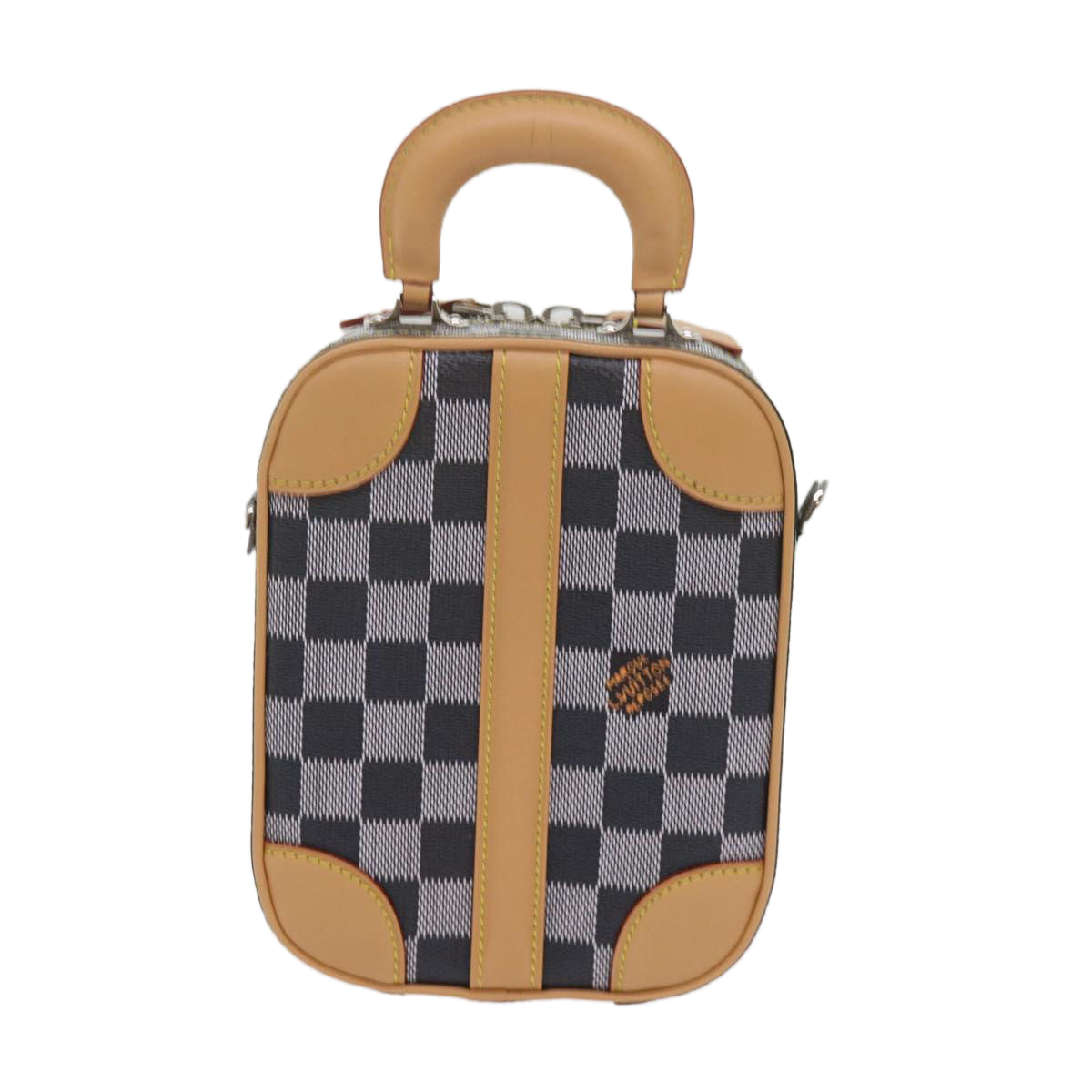 LOUIS VUITTON Damier Versette Vertical Hand Bag White Black N60273 ar11067A