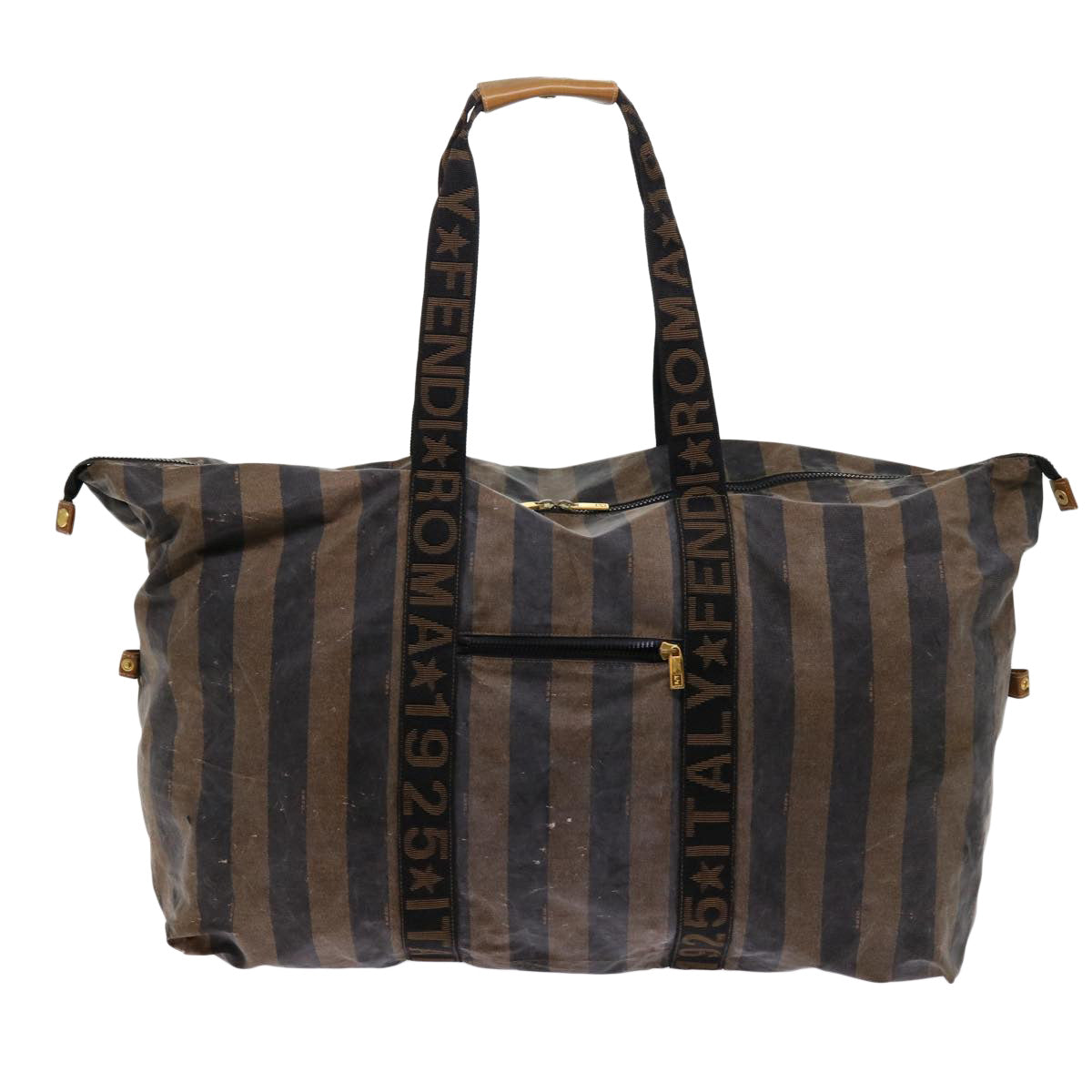 Luxury FendiPecan Canvas Boston Bag Black Brownar11139