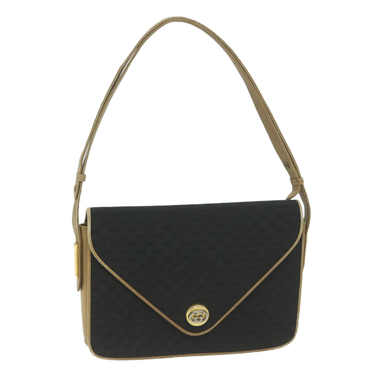 GUCCI Micro GG Canvas Shoulder Bag Black Beige  ar11311