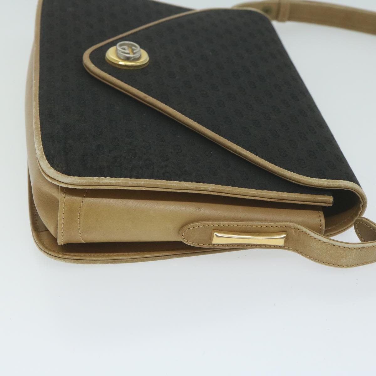 GUCCI Micro GG Canvas Shoulder Bag Black Beige  ar11311