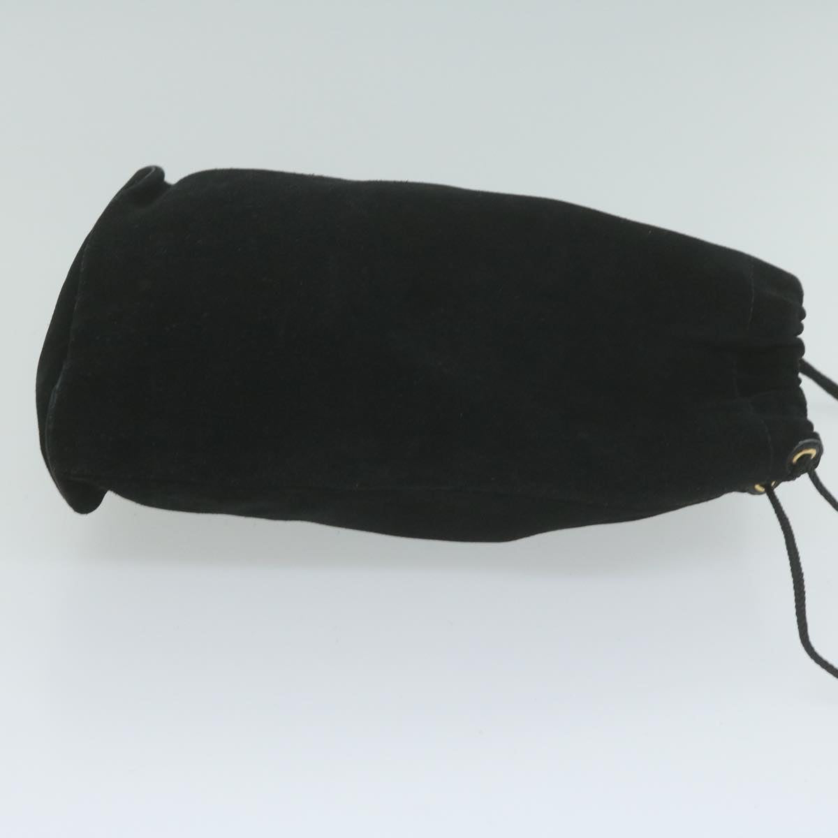 GUCCI Drawstring Pouch Pouch Suede Black  ar11339