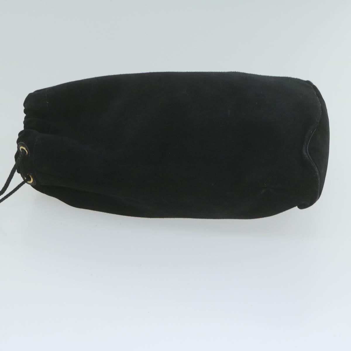 GUCCI Drawstring Pouch Pouch Suede Black  ar11339
